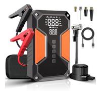 Arrancador de Baterias de Coche con Compresor de Air, 6000A Arrancador de Coche Portatil (para 9L Gasolina o 6.5L Diesel) con 150PSI Inflador, Pantalla Grande y Linterna LED