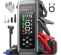 Arrancador de Baterias de Coche con Compresor de Aire, 12V 5000A Arrancador Coche Portatil con Inflador de 150 PSI, Linterna LED de Emergencia, Banco de energía de Arranque