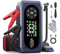 Arrancador de Baterias de Coche con Compresor de Aire, 4500A YaberAuto Arrancador de Coche Portatil (9,0L Gas/8,0L Diesel) con 150PSI Inflador, Guantes Aislantes, Pantalla Grande y Linterna LED