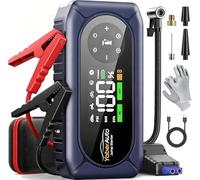 YaberAuto AP02 - Batería de arranque para coche con compresor de 150 psi, 4500 A, batería de arranque para 9,0 L de gasolina y motor diesel de 8,0 L, arrancador con 500 lúmenes, 4 modos de luz LED y