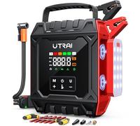 Arrancador de Baterías de Coche Portátil 8000A con Compresor de Aire 160PSI(All Gas/12L Diésel/Híbrido),UTRAI Arrancador con Luz Magnética Desmontable de 1200 Lúmenes,Kit de Reparación de Neumáticos