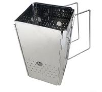 Arrancador de chimenea de carbón premium para barbacoa al aire libre, soporte de carbón de iluminación rápida con bolsa de transporte, accesorio de parrilla para fiestas en el jardín, plateado, 29 x