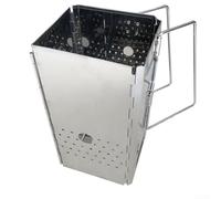 Arrancador de chimenea plegable de carbón de acero inoxidable - Arrancador de fuego de barbacoa de luz rápida para parrillas y camping - Encendedor de carbón portátil con bolsa de transporte 29 x 15,5
