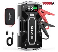 Arrancador de Coche Portátil de 10000A - Booster de Batería de Emergencia de 12V para Motores de los 10L Diésel, Luz LED y Carga Rápida QC3.0, una Bolsa de Almacenamiento Portátil