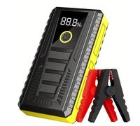 Arrancador de Coche Portátil - Refuerzo de Batería, Cables de Enchufe y Batería Externa, Adecuado para Baterías de de 12V para Motores de de 5.0L y Diésel de 3.0L, con Pantalla LCD y Luz LED