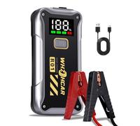 Arrancador de Coches 4000A Arrancador de Baterias de Coche para 9L Gasolina o 7.5L Diesel con Pantalla LCD 12V Jump Starter con Luz LED Clips de Seguridad Inteligentes