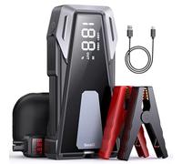 Arrancador de Coches 6000A,12V Arrancador de baterias de Coche, 65W Carga Rápida(Todo vehículo de Gasolina o 12L de Diesel) Jump Starter Portatil con Cable Extendidos,Gran Pantalla y Linterna LED