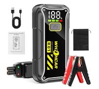Arrancador de Coches 7000A 12V Arrancador de Baterias de Coche (para 10.0L de Gasolina o 8L de Diésel) Jump Starter Portátil con Linterna LED, USB Carga Rápida, Clips de Seguridad Inteligentes