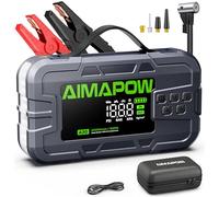 Arrancador de Coches 8000A, AIMAPOW Arrancador de Batería de Coche con Compresor de Aire 160PSI, Jump Starter 12V para Todos los Motores de Gasolina y Diésel de 12L, Pantalla LCD, Luz LED de 600LM