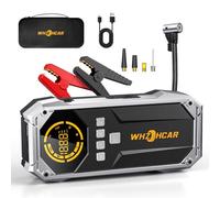 Arrancador de Coches 8000A Compresor de Aire 150PSI Arrancadores de Bateria de Coche 12V (hasta 12L de diésel o All de Gasolina) Jump Starter con Lumen LED Clips de Seguridad Inteligentes Carga Rápida