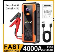 Arrancador de Coches GKFLY 4000A, Banco de Energía Portátil, Potenciador de Batería de Coche 2000A, Dispositivo de Arranque Auxiliar de 12V para Diésel 3000A Yellow