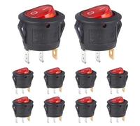 arranque de encendido coche 10 Uds interruptor basculante redondo luz roja iluminada encendido apagado 3 pines 2 posiciones Mini interruptor basculante 125V 10A 250V 6A Botón de arranque del motor