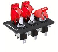 arranque de encendido coche Panel de interruptores de 24 V y 12 V para coche de carreras, botón de arranque, luz, balancín, fusible de 20 A, apto para camión y remolque.(Red)