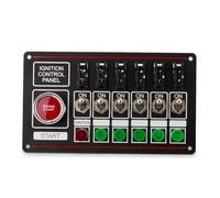 arranque de encendido coche Panel de interruptores de carreras de 12 V, accesorio de encendido de coche de carreras, arranque del motor 6 interruptores de palanca con fusibles