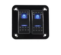 arranque de encendido coche Para camión RV barco 2 3 Gang Panel de interruptor marino impermeable 12V con voltímetro Digital LED de doble enchufe 4.2A Botón de arranque del motor(B)