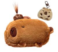 arrderly 1 estuche Capybara para lápices, bonito estuche de peluche con cremallera, regalo creativo de Capybara, bolsa de papelería para estudiantes, White, Bonito