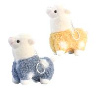 arrderly 2 piezas de peluche de alpaca, llavero de alpaca de peluche, juguete de peluche kawaii, regalo para el aula de infantes, Amarillo y azul., Talla única