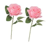 Arrderly 2 piezas de rosas artificiales, rosas rosadas, planta artificial, ornamento de escritorio, para decoración de boda, hogar, oficina, centros de mesa, arreglos florales DIY