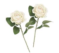 arrderly 2 rosas artificiales blancas, rosas artificiales con tallo, plantas artificiales, rosas de seda de un solo tallo, ramo de rosas falsas realistas para bodas, despedidas de soltera, decoración