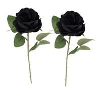 arrderly 2 rosas artificiales, rosas negras, planta artificial, adorno de escritorio, para decoración de boda, hogar, fiesta, oficina, centros de mesa, arreglos florales de bricolaje