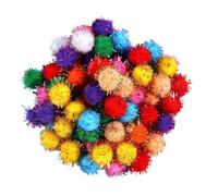 arrderly 25 bolas de purpurina de 3,5 cm, juguetes interactivos de inteligencia para gatos, divertidos pompones para masticar y perseguir
