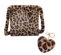 Arrderly Bolso de Hombro con Estampado Leopardo de Felpa Para Niñas, Escuela, Trabajo y Viajes