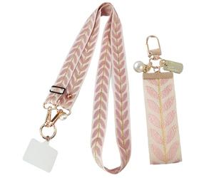 Arrderly Paquete de 2 cordones para teléfono celular, cadenas ajustables para teléfono móvil, rosa
