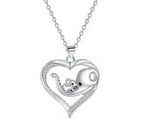 Arrebol Collar de Elefante Plata de Ley 925 para Madre e Hija Joyas de la Suerte con Collar Colgante de Corazón Regalos Originales Para Mujeres Hermana Madre