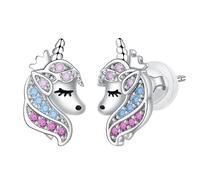 Arrebol Pendientes Unicornio Plata de Ley 925 Mujer Pendientes para Mujeres Hermanas Amigos de Navidad Originales Regalos