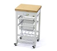 Arredamenti Italia ARREDAMENTIITALIA Carrito de Cocina GASTONE, Madera - Superficie Equipada - Extensible - Color: Blanco Ar-It il Cuore del Legno