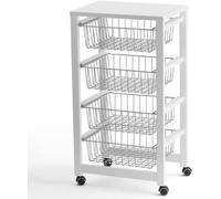 Arredamenti Italia Carro de Cocina GINGERONE, Madera - 4 Cestas - Acabado Blanco Ar-It The Heart of Wood