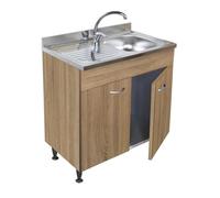 Arredobagnoecucine Paini - Mueble de cocina bajo lavabo de roble con 2 puertas y fregadero de acero inoxidable de 80 cm y grifo
