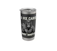 Arreglo Coches No Idiotas Mecánico Reparación Automotriz Chicos Vaso térmico de acero inoxidable de doble pared