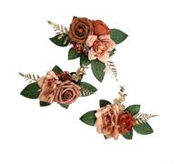 Arreglo de flores artificiales para decoración de pasteles con diseños de rosas y peonías para fiestas y eventos (morado)