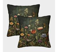 Arreglo de Flores Salvajes-BotanicalArtStyle Fundas Cojines Para Sofá 2 Piezas Disponible todas las estaciones Funda De Almohada Modernos Decorativo Funda Cojin De Estar Sofás Jardín 50x50cm