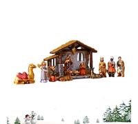 Arreglo de Nacimiento Sagrado - Grupo de Iconos de Artesanía de Arcilla Conjunto de Símbolos Estacionales Reverentes Modelo de Creación en Miniatura Devocional Artístico | para Salón Cámara Pasillo Te