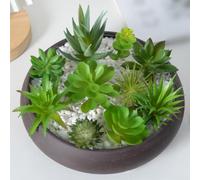 Arreglo de suculentas artificiales contemporáneas con estructura de mini bonsái para fines de estilo interior (A)