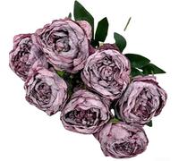 Arreglo floral artificial de 7 cabezas, ramo de boda de seda de 42 cm de alto para decoración del hogar, sala de estar o dormitorio, pieza de exhibición de larga duración con vibrantes flores rojas y