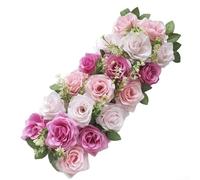 Arreglo floral artificial de boda para marcadores de camino de pasillo o decoración de telón de fondo con construcción de tela (es rojo)