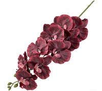 Arreglo floral artificial de seda de orquídea Phalaenopsis con 9 cabezas mate para telón de fondo de boda, diseño de interiores del hogar (rojo oscuro)