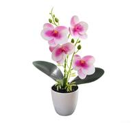Arreglo floral de orquídea artificial en maceta con pétalos de tela de píxeles, bonsái de orquídea mariposa multicolor realista para decoración de interiores, hogar, oficina o balcón, 31 cm de alto