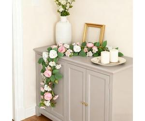 Arreglo floral de seda hecho a mano de 186 cm de largo para decoración realista del hogar y la oficina, rosa artificial de lavanda, decoración de té de lavanda sintética (azul)