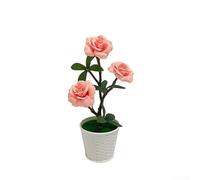 Arreglo realista en maceta de plástico para uso decorativo en interiores residenciales y comerciales (rosa claro)