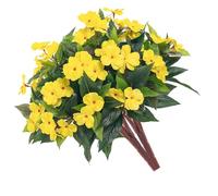 Arreglos florales artificiales de Impatiens, flores de tela que no destiñen para lugares interiores, fiestas y espacios aptos para mascotas, tallos florales