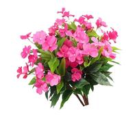 Arreglos florales artificiales de Impatiens, flores de tela que no destiñen para lugares interiores, fiestas y espacios aptos para mascotas, tallos florales
