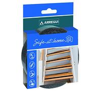 Arregui A-1050056 Cinta antideslizante negra para interior y exterior, alta tracción fuerte, Cinta adhesiva de seguridad para escaleras, peldaños, 15m x 40mm, Negra
