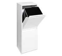 Arregui Basic CR201-B Cubo de Basura y Reciclaje de Acero de 2 Compartimentos | 2x17L (34L) | Cubos de Basura de Cocina | Contenedores de Reciclaje para Casa u Oficina | blanco