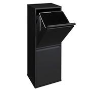 Arregui Basic CR206-B Cubo de Basura y Reciclaje de Acero de 2 Compartimentos | 2x17L (34L) | Cubos de Basura de Cocina | Contenedores de Reciclaje para Casa u Oficina | negro