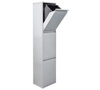 Arregui Basic CR302-B Cubo de Basura y Reciclaje de Acero de 3 Compartimentos | 3x17L (51L) | Cubos de Basura de Cocina | Contenedores de Reciclaje para Casa u Oficina | gris