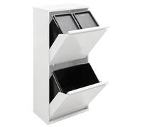 Arregui Basic CR401-B Cubo de Basura y Reciclaje de 3 Compartimentos | 11+11+23 L (45 L) | con Cubetas para Envases y Orgánico | Cubos de Basura de Cocina | Contenedores de Reciclaje | blanco